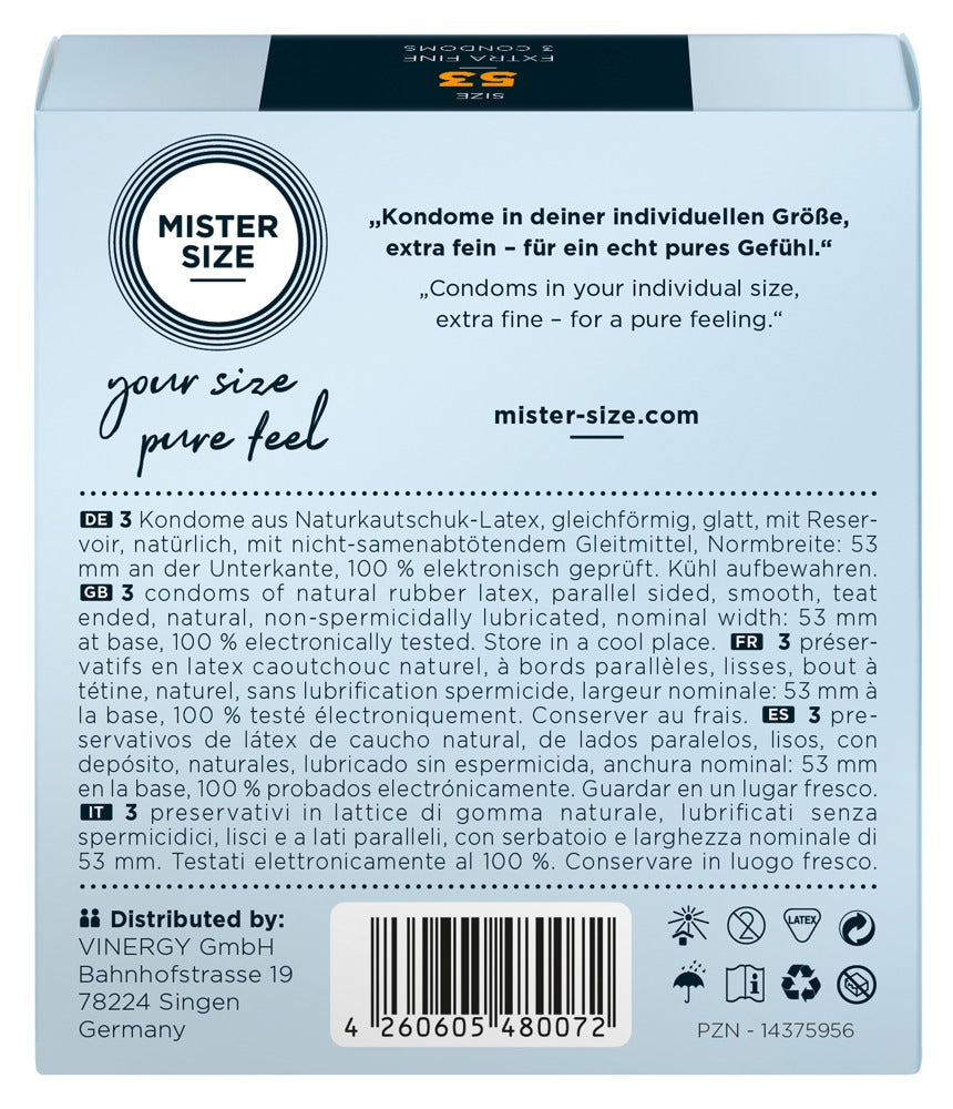 Dopasowane prezerwatywy mister size 53 mm 3szt