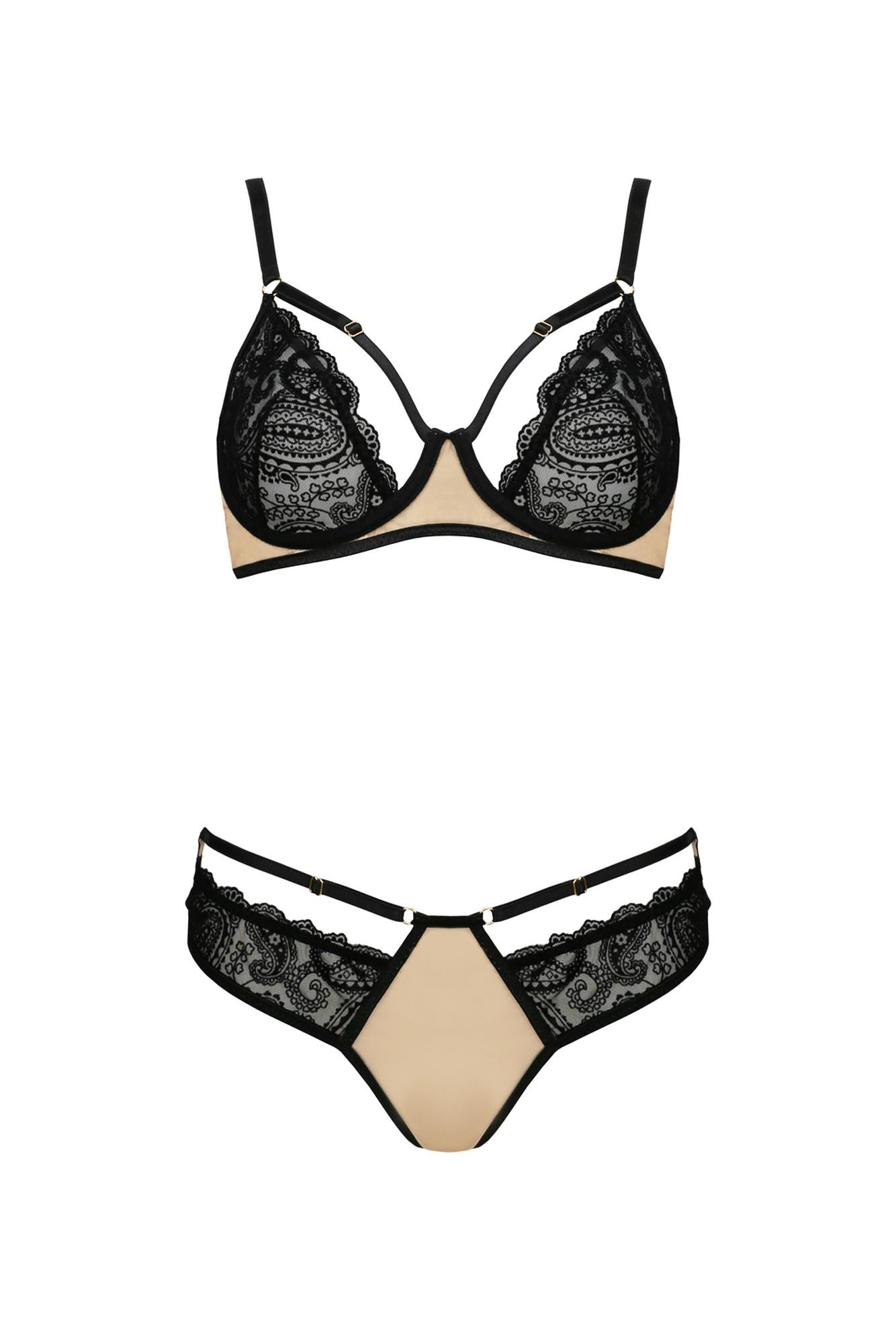 Bielizna-DAISY SET beige S/M